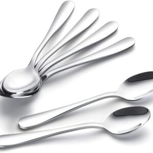 IQCWOOD Coffee Spoons, Mini Espresso Spoons, 6 Pieces Stainless Steel Spoons Silverware Set, Dinner Spoons for Home, Kitchen or Restaurant, Dishwasher Safe 4.7 Inches