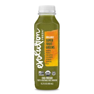 Evolution Fresh Organic Super Fruit Greens, Organic, 100% Cold-Pressed Fruit & Vegetable Juice Smoothie, Excellent Source of Antioxidant Vitamin C, 15.2 fl oz, Bottle