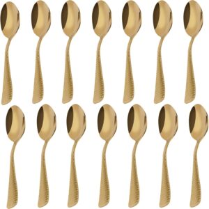 HANSGO 14PCS Teaspoons Set, 5.5 Inch Stainless Steel Tea Coffee Spoons for Home Kitchen Restaurant, Mirror Polished, Dishwasher Safe